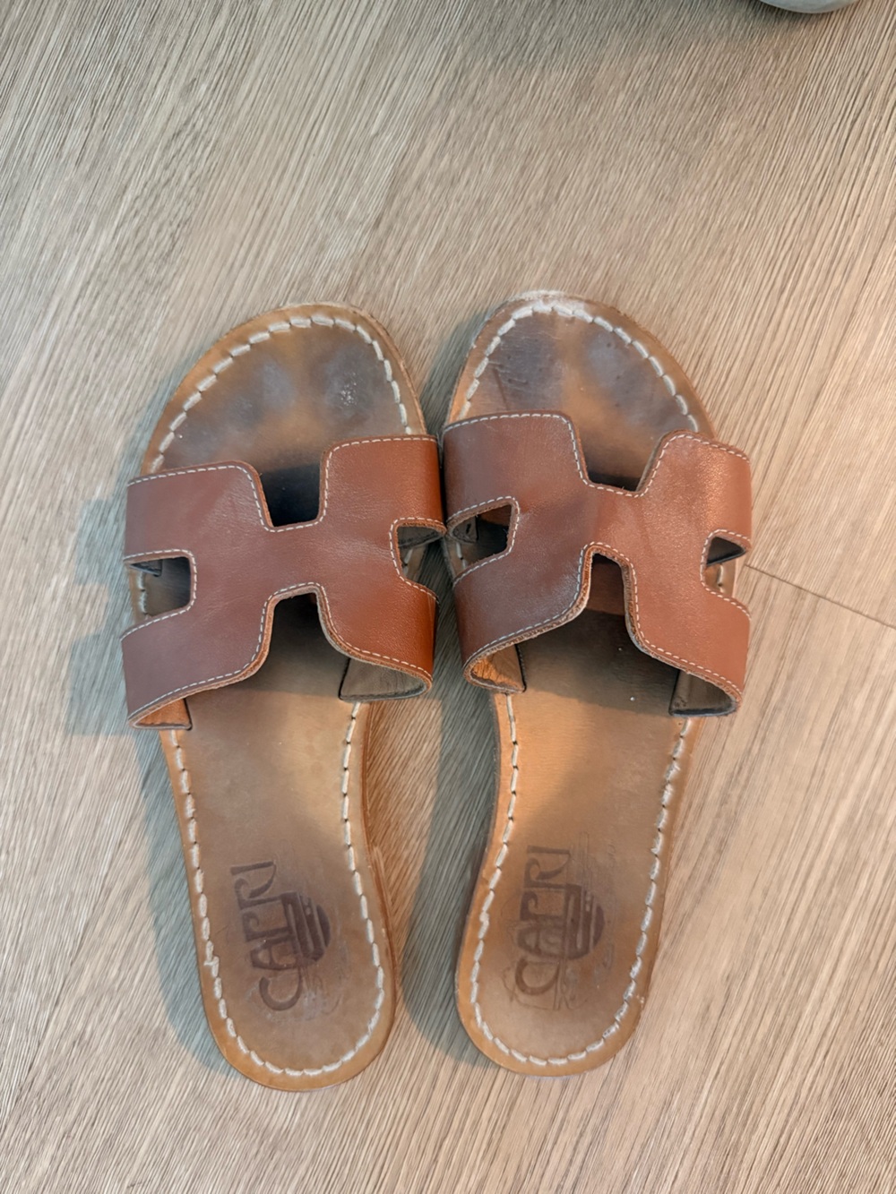 Classic Brown Leather Slide Sandals - Women
